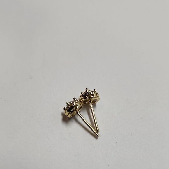 Sterling Silver Plated With Gold Tone Overlay Stud Earrings - Picture 3 of 3